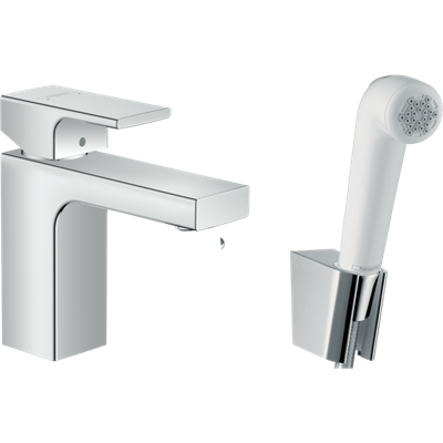 Смеситель Hansgrohe Vernis Shape 71216000 для раковины с гигиеническим душем, хром 71216000 - фото 173548