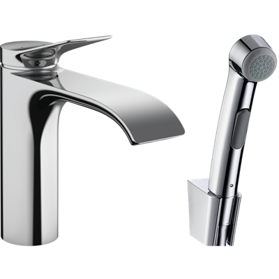 Смеситель для раковины Hansgrohe Vivenis 75210000, с гигиеническим душем и донным клапаном Push-Open, хром 75210000 - фото 173780