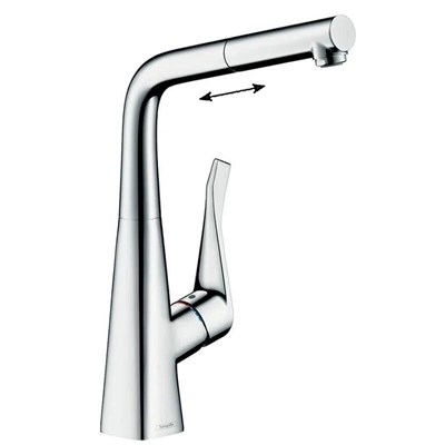 Смеситель Hansgrohe Metris M71, Eco, для кухонной мойки, с вытяжным изливом, цвет хром, 14781000 14781000 - фото 185652