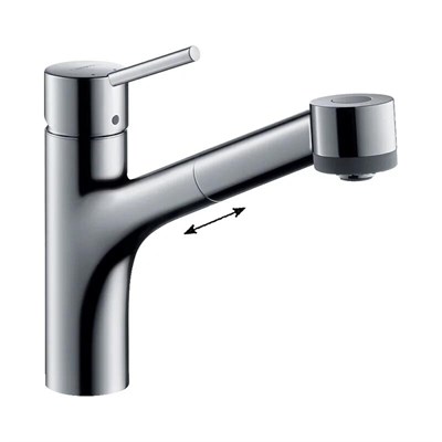 Смеситель Hansgrohe Talis 73860000, для кухонной мойки, с вытяжным изливом, цвет хром 73860000 - фото 200372