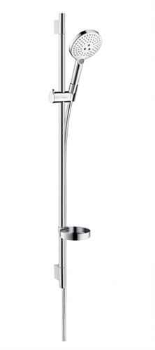 Душевой гарнитур Hansgrohe Raindance Select S 120 3jet 26631400, корпус хром, лицевая часть белая, 120 мм, 3 режима струи 26631400 - фото 223796