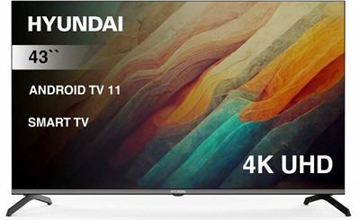 Телевизор LED Hyundai 43" H-LED43BU7006 Android TV Frameless Metal черный 4K Ultra HD 60Hz DVB-T DVB-T2 DVB-C DVB-S DVB-S2 USB WiFi Smart TV 1892516 - фото 96562