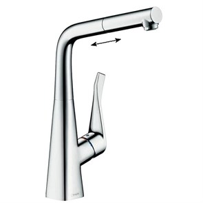 Смеситель Hansgrohe Metris M71, Eco, для кухонной мойки, с вытяжным изливом, цвет хром, 14781000 14781000