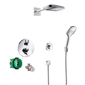 Душевой комплект Hansgrohe Ecostat S с верхним душем Raindance Select E 300 и лейкой Select E 120 Air 3 jet 15701000/01800180/15930180/26468000/26520000/28272000/28331800/27414000/15932