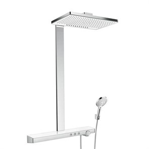 Душевая система Hansgrohe Rainmaker Select Showerpipe EcoSmart 27028400, 460 x 300 мм, 2 режима струи, с держателем, белый/хром 27028400