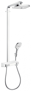 Душевая система Hansgrohe Raindance Select E 27126400 Showerpipe 300 2 jet термостатическая, белое стекло/хром 27126400