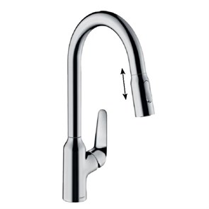 Смеситель Hansgrohe Focus M42, 71820000, для кухонной мойки, с вытяжным изливом, цвет хром 71820000