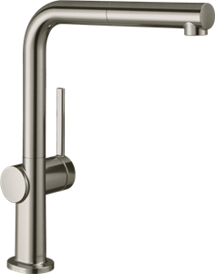 Кухонный смеситель Hansgrohe Talis M54, 72809800, с вытяжным изливом, в комплекте с коробом sBox для шланга, под сталь 72809800