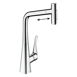 Смеситель для кухни Hansgrohe Metris Select 73820000 M71, с выдвижным двухрежимным изливом 320, хром 73820000