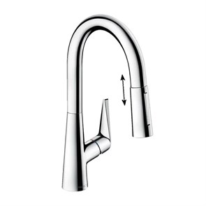 Смеситель Hansgrohe Talis 73850000, для кухонной мойки, с вытяжным изливом, цвет хром 73850000