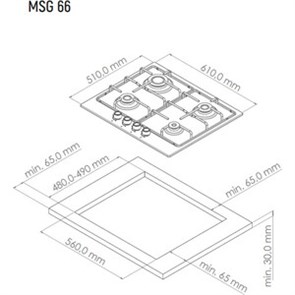 Встраиваемая газовая варочная панель Monsher MSG 66 Beige 76564