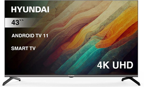 Телевизор LED Hyundai 43" H-LED43BU7006 Android TV Frameless Metal черный 4K Ultra HD 60Hz DVB-T DVB-T2 DVB-C DVB-S DVB-S2 USB WiFi Smart TV 1892516