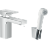 Смеситель Hansgrohe Vernis Shape 71216000 для раковины с гигиеническим душем, хром 71216000 - фото 173548