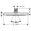 Верхний душ Hansgrohe Croma 220 EcoSmart, 26465000, 22х22 см, 1 тип струи, без держателя 26465000 - фото 187738