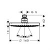 Верхний душ Hansgrohe Croma 27450000, 16х16 см, 1 тип струи, без держателя, хром 27450000 - фото 188586