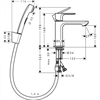 Смеситель Hansgrohe Rebris 72215000 S для раковины с гигиеническим душем, хром глянцевый 72215000 - фото 197820