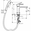 Смеситель Hansgrohe Rebris 72215670 S для раковины с гигиеническим душем, черный матовый 72215670 - фото 197822